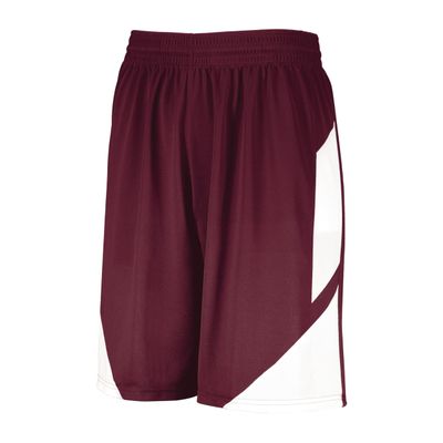 Augusta Sportswear Youth Step-Back Basketball Shorts, Maroon/White, S