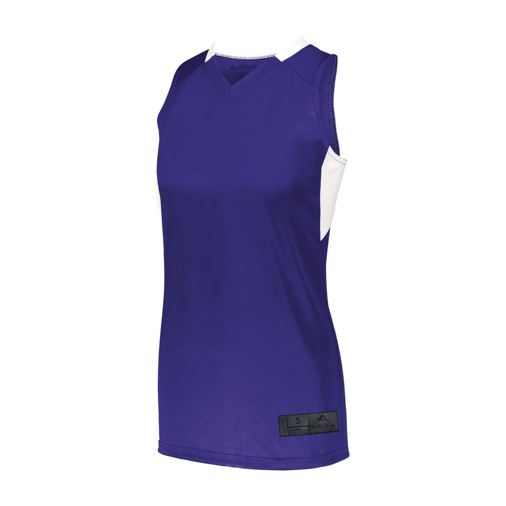 Augusta Sportswear Womens Step-Back Basketball Jersey, Purple/White, 2XL