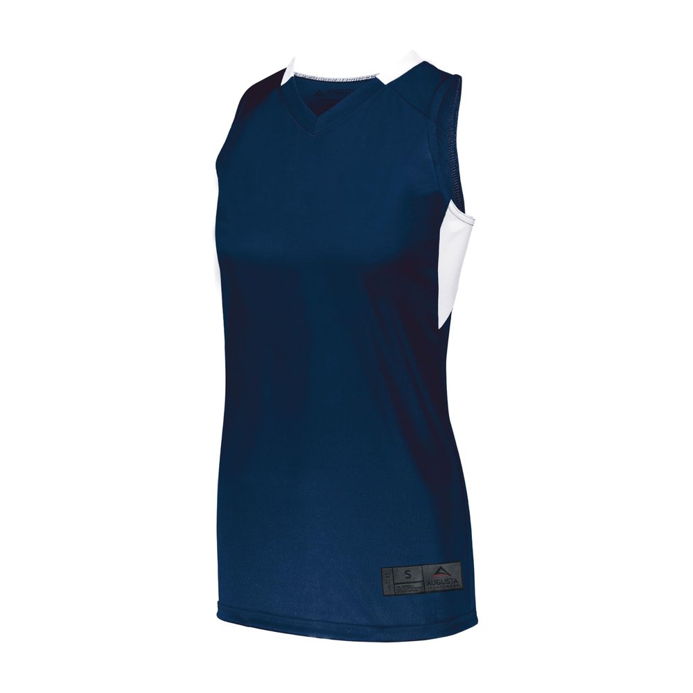 Augusta Sportswear Womens Step-Back Basketball Jersey, Navy/White, M