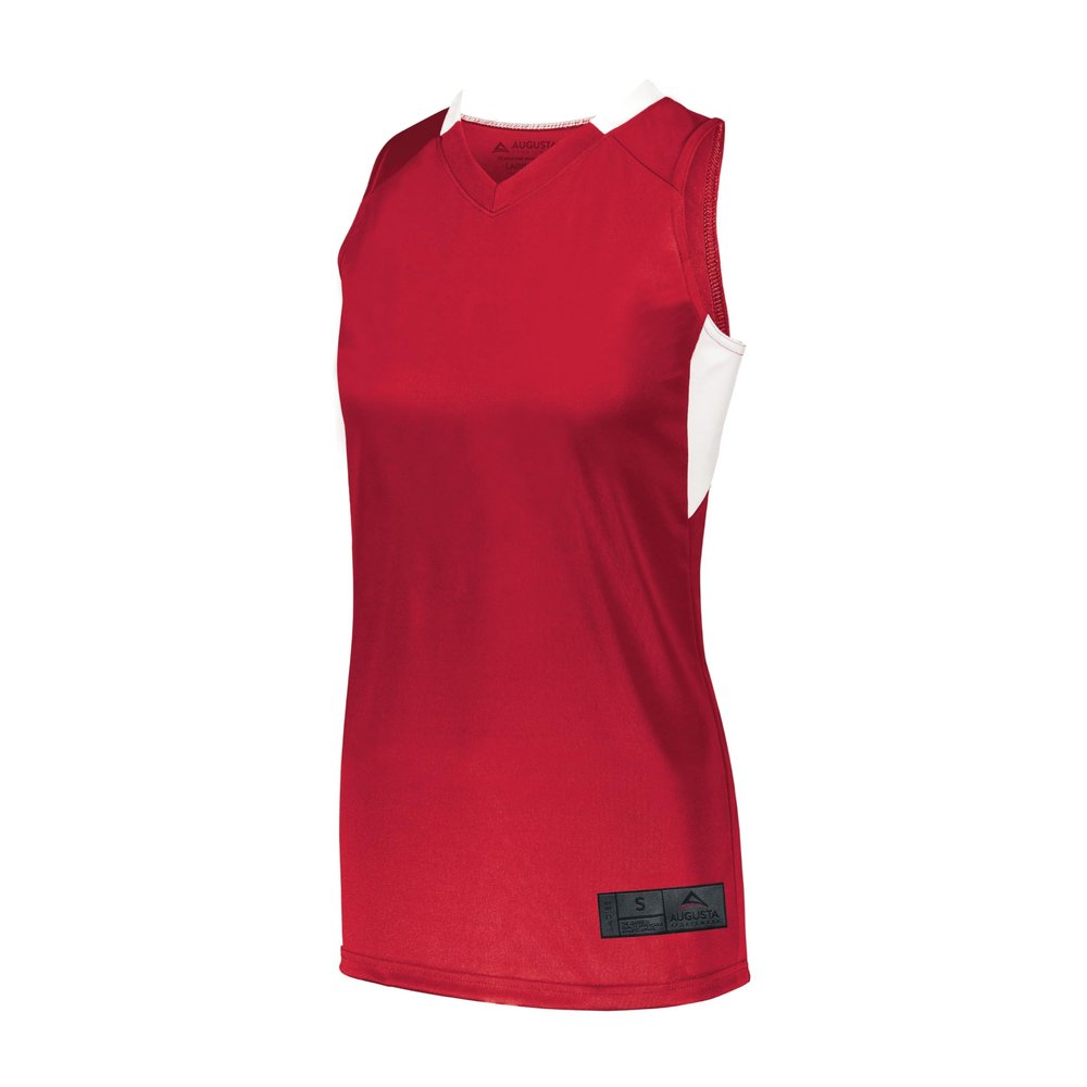 Augusta Sportswear Womens Step-Back Basketball Jersey, Red/White, M