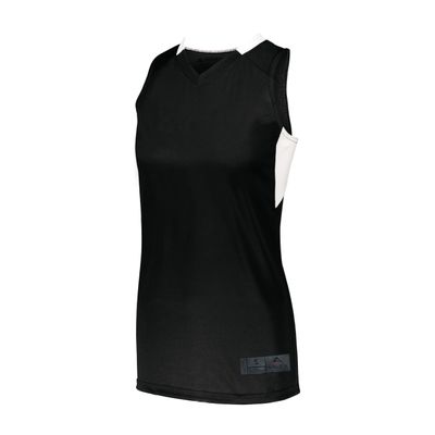 Augusta Sportswear Womens Step-Back Basketball Jersey, Black/White, S