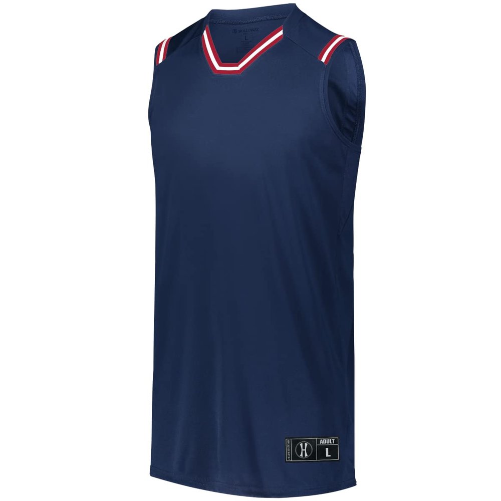 Holloway Sportswear Boys Retro Basketball Jersey M Navy/Scarlet/White