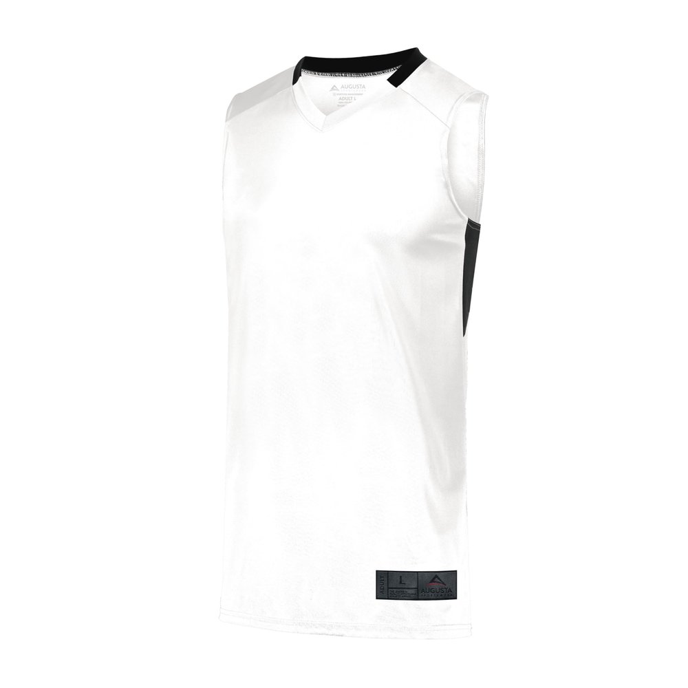 Augusta Sportswear Youth Step-Back Basketball Jersey, White/Black, L