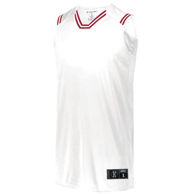 Holloway Sportswear Boys Retro Basketball Jersey M White/Scarlet