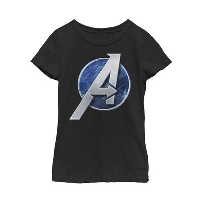 Marvel girls Marvel Classic Avengers Game Circle Logo Short Sleeve Tee T Shirt, Black, Small US
