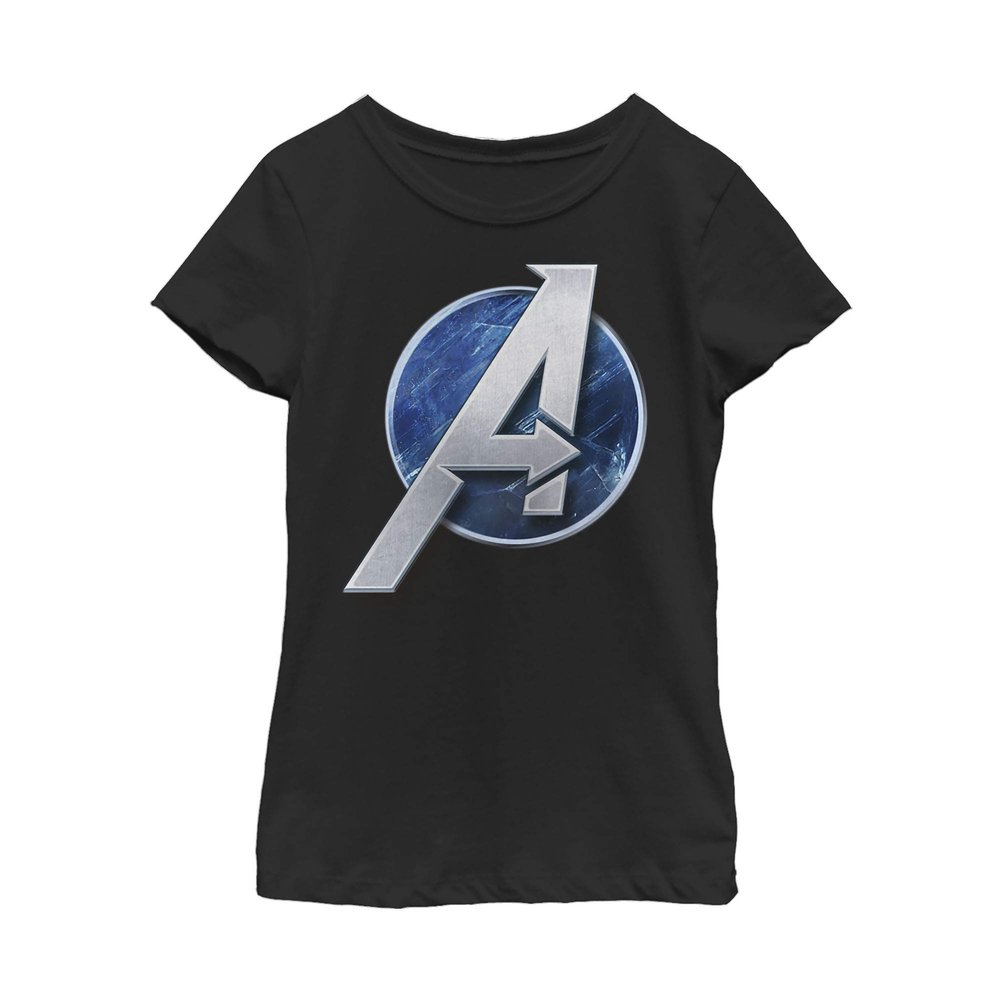 Marvel girls Marvel Classic Avengers Game Circle Logo Short Sleeve Tee T Shirt, Black, Small US
