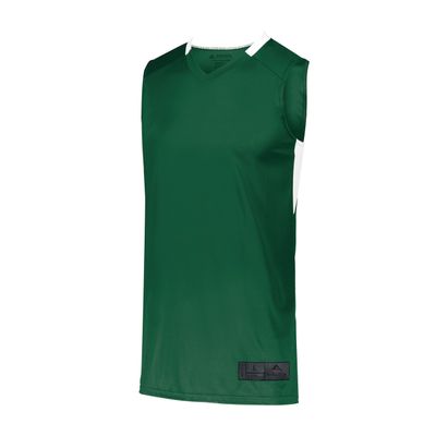 Augusta Sportswear Youth Step-Back Basketball Jersey, Dark Green/White, M