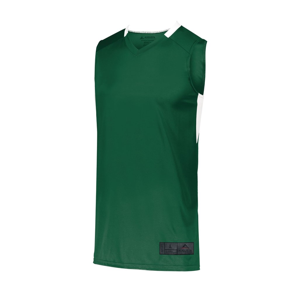 Augusta Sportswear Youth Step-Back Basketball Jersey, Dark Green/White, M