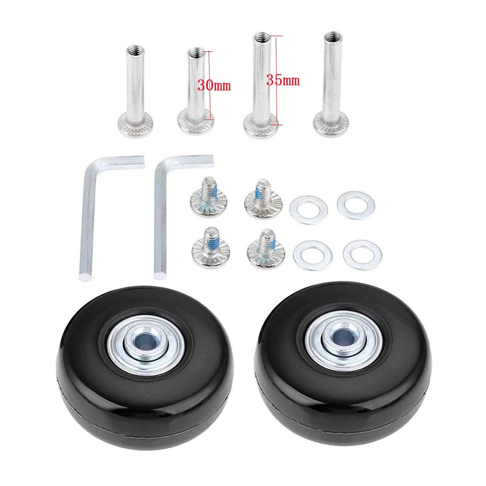 F-ber Luggage Suitcase Wheels Replacement Kit 64mm x 18mm with ABEC 608zz Inline Outdoor Skate Replacement, One Set of (2) Wheels (OD:64 W:18 ID:6 Axles:30 & 35mm)