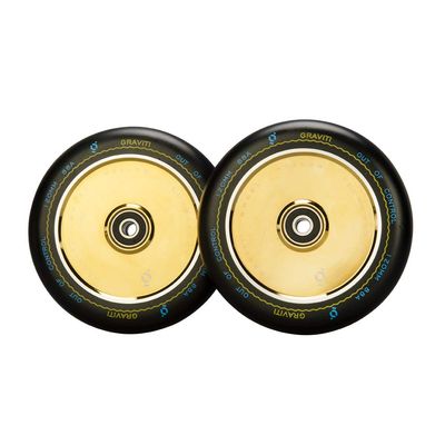 Graviti 1 Pair Pro Stunt Scooter Wheel 120mm Hollow Wheels with Abec 9 Bearings for MGP/Razor/Lucky/Envy/Vokul Scooter (2pcs) (Black PU Gold Core).
