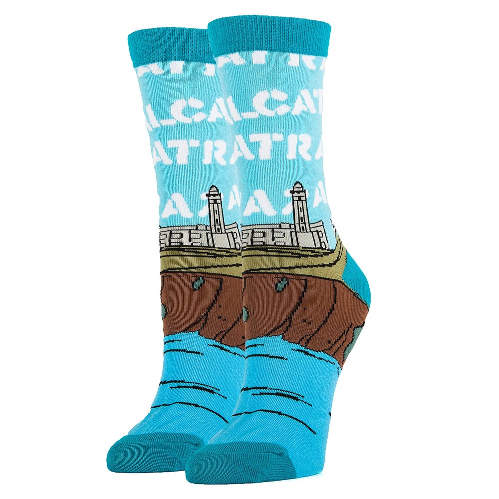 ooohyeah Women's Crew Funny Novelty Socks, Alcatraz Gifts and Souvenirs, Shoe Size 5-10