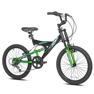 Kent International 20 Inch Super 20 - Black - Cool and Sporty Kids Mountain Bike with 20 Inch MTB Knobby Tires - Growth Friendly Kids Bikes with Dual Suspension - Great on Dirt and Pavement