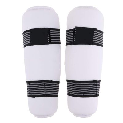DYNWAVE Professional MMA Sparring Gear Shin Leg Guard for Martial Arts Kickboxing Karate, Universal for Men Women Youth, White, L