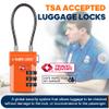 SURE LOCK TSA Approved Cable Luggage Lock TSA Locks for Luggage with Visual Inspection Indicator, Resettable 3-Digit Combination, Zinc Alloy Body for Suitcases, Backpacks, Gym Lockers(Orange 2 Pack) view 2
