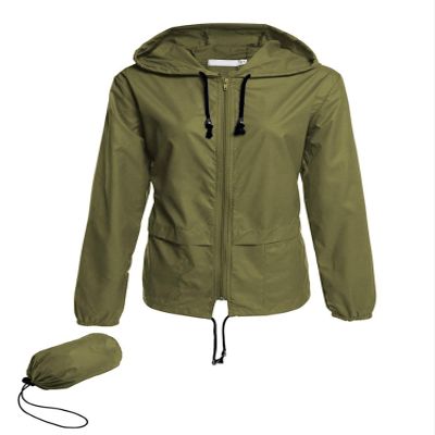 Avoogue Lightweight Raincoat Women's Waterproof Windbreaker Packable Outdoor Hooded Rain Jacket Army Green XL