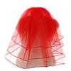 Cibelle Women's Short 3 Tiers Ribbon Edge Short Wedding Bridal Veil With Comb Red view 1
