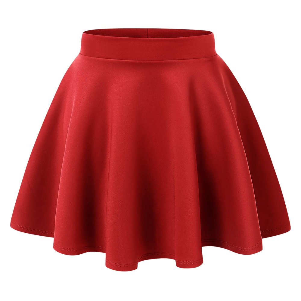 MBJ WB829 Womens Basic Versatile Stretchy Flared Casual Midi Skater Skirt XXXL RED