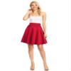 MBJ WB829 Womens Basic Versatile Stretchy Flared Casual Midi Skater Skirt XXXL RED view 4