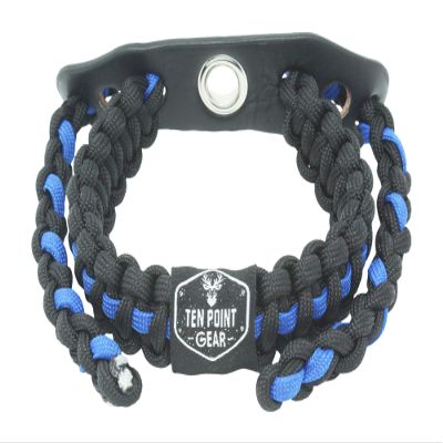 Ten Point Gear Bow Archery Wrist Sling 550 Paracord - Survival Hunting Shooting - Durable Leather with Metal Grommet (Multiple Camo Options) (Thin Blue Line)