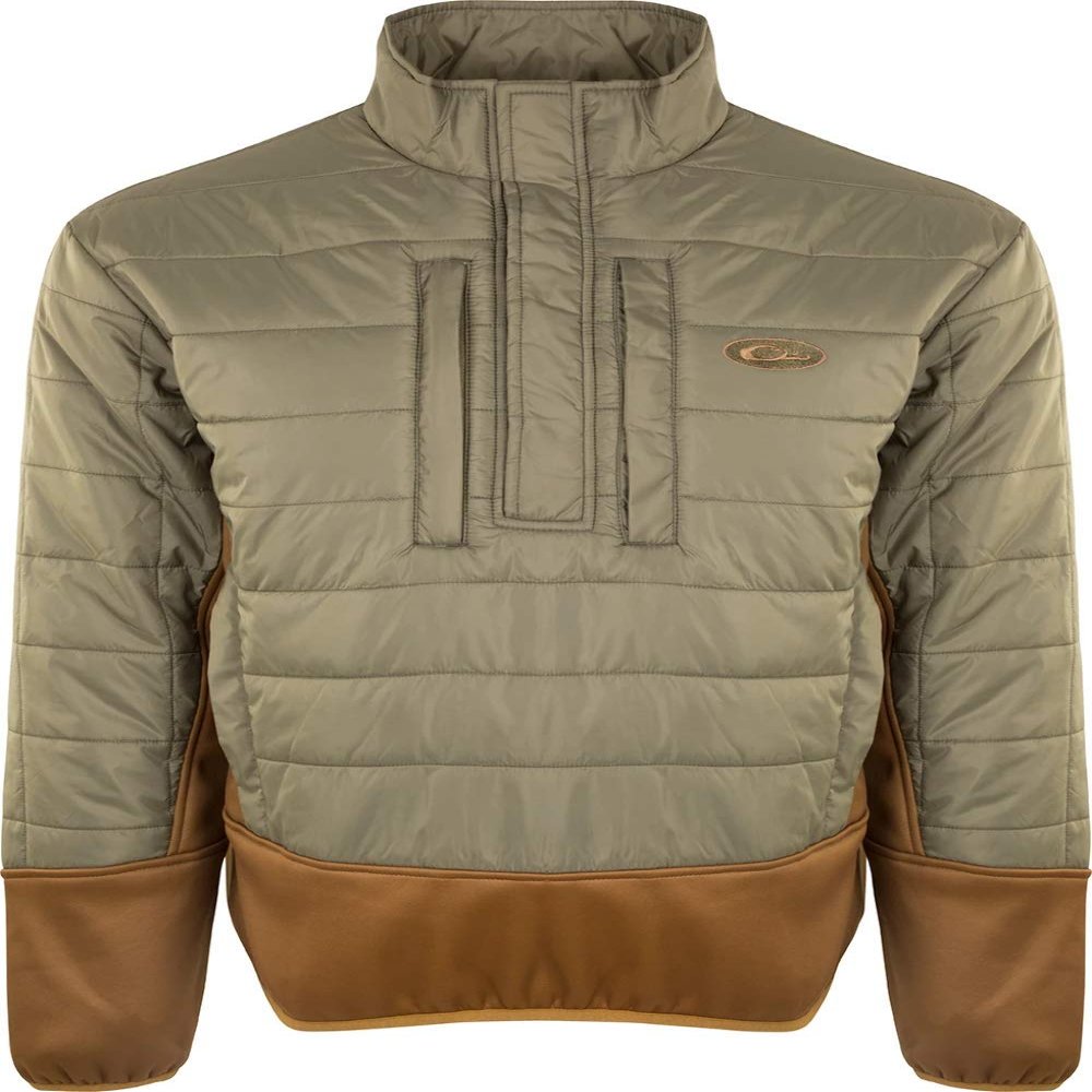 Drake Two-Tone Synthetic Double Down 1/4 Zip Pullover Green/Light Brown 2XL