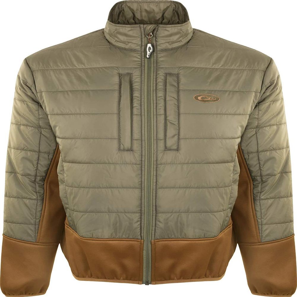 Drake Waterfowl Two-Tone Synthetic Double-Down Full Zip Green/Light Brown XLarge