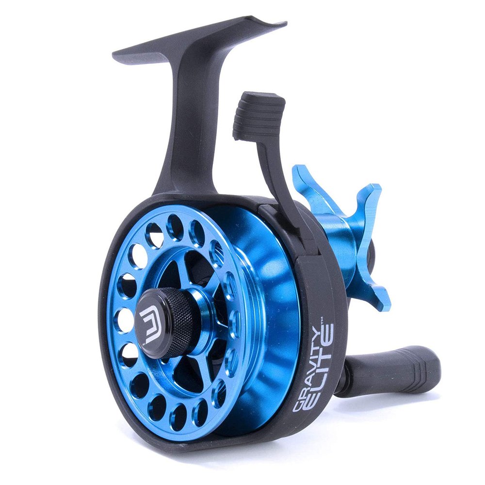 CLAM Gravity Elite Ice Fishing Reel Ultra-Light Graphite/CNC Spool with 3+1 Bearings Smooth 3.6:1 Gear Ratio, Left-Hand Retrieve