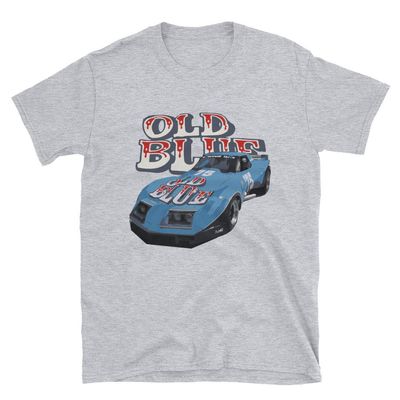 1975 Greenwood Chevy Vintage Old Blue Vette Retro Race Car T-Shirt