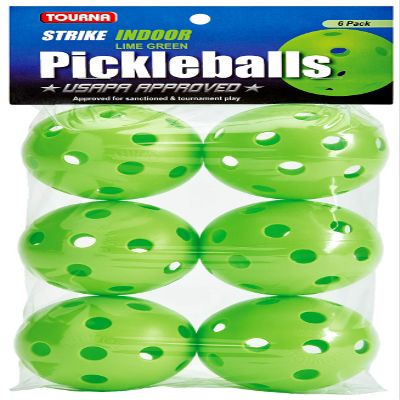 Tourna Strike Indoor Pickleballs Lime Green 6 Pack (PIKL-6-LG-I)
