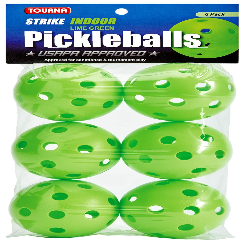 Tourna Strike Indoor Pickleballs Lime Green 6 Pack (PIKL-6-LG-I)