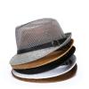 Elonglin Panama Summer Fedora Trilby Linen Mesh Sun Hats For Men Women Safari Beach Hat Classic White-A view 3