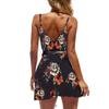 CASURESS Women Dress Summer V Neck Mini Floral Print Swing Dress Sleeveless Spaghetti Strap Skater Dresses with Belt (X-Large, Type 2) view 2