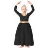 MYRISAM Girls Praise Dance Robe Liturgical Worship Metallic Waistband Long Sleeve Dress Chiffon Skirt Lyrical Costume Black 14-15T view 1