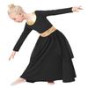 MYRISAM Girls Praise Dance Robe Liturgical Worship Metallic Waistband Long Sleeve Dress Chiffon Skirt Lyrical Costume Black 14-15T view 4