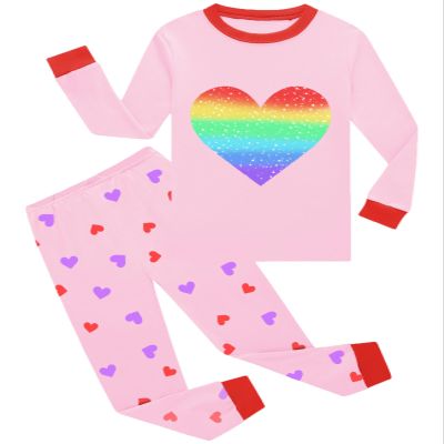 Dolphin&Fish Girls Pajamas 100% Cotton Toddler Pjs Clothes Long Sleeve Kid Pjs Sleepwear Sets 4t