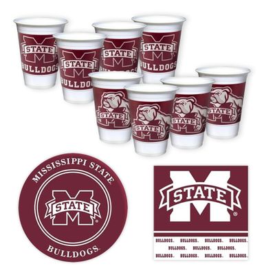 Mississippi State Bulldogs Party Supplies 48 Piece Officially Licensed University Set: 16 oz. Plastic Beverage Cups, 9" Paper Plates, Luncheon Napkins, Party Supplies for 16 Guests by Westrick