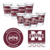 Mississippi State Bulldogs Party Supplies 48 Piece Officially Licensed University Set: 16 oz. Plastic Beverage Cups, 9" Paper Plates, Luncheon Napkins, Party Supplies for 16 Guests by Westrick view 1