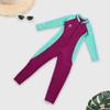 Girls Color Block One Piece Swimsuit Kids Long Sleeve Rash Guard Sunsuit Zipper Swimwear Diving Wetsuit Mock Neck Full Jumpsuit Surfing Beachwear Bathing Suit with UPF 50+ Sun Protection Purple 7-8T view 2