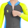 Boys Color Block One Piece Swimsuit Kids Long Sleeve Rash Guard Sunsuit Zipper Swimwear Diving Wetsuit Mock Neck Full Jumpsuit Surfing Beachwear Bathing Suit with UPF 50+ Sun Protection Gray 6-7T view 2
