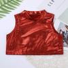 Agoky Little/Big Girls Shiny Metallic Camisole Tank Tops Sports Dance Tee Shirts for Gymnastic Dance Competition Party Red 9-10 view 3