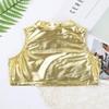 Agoky Little/Big Girls Shiny Metallic Camisole Tank Tops Sports Dance Tee Shirts for Gymnastic Dance Competition Party Gold 9-10 view 4