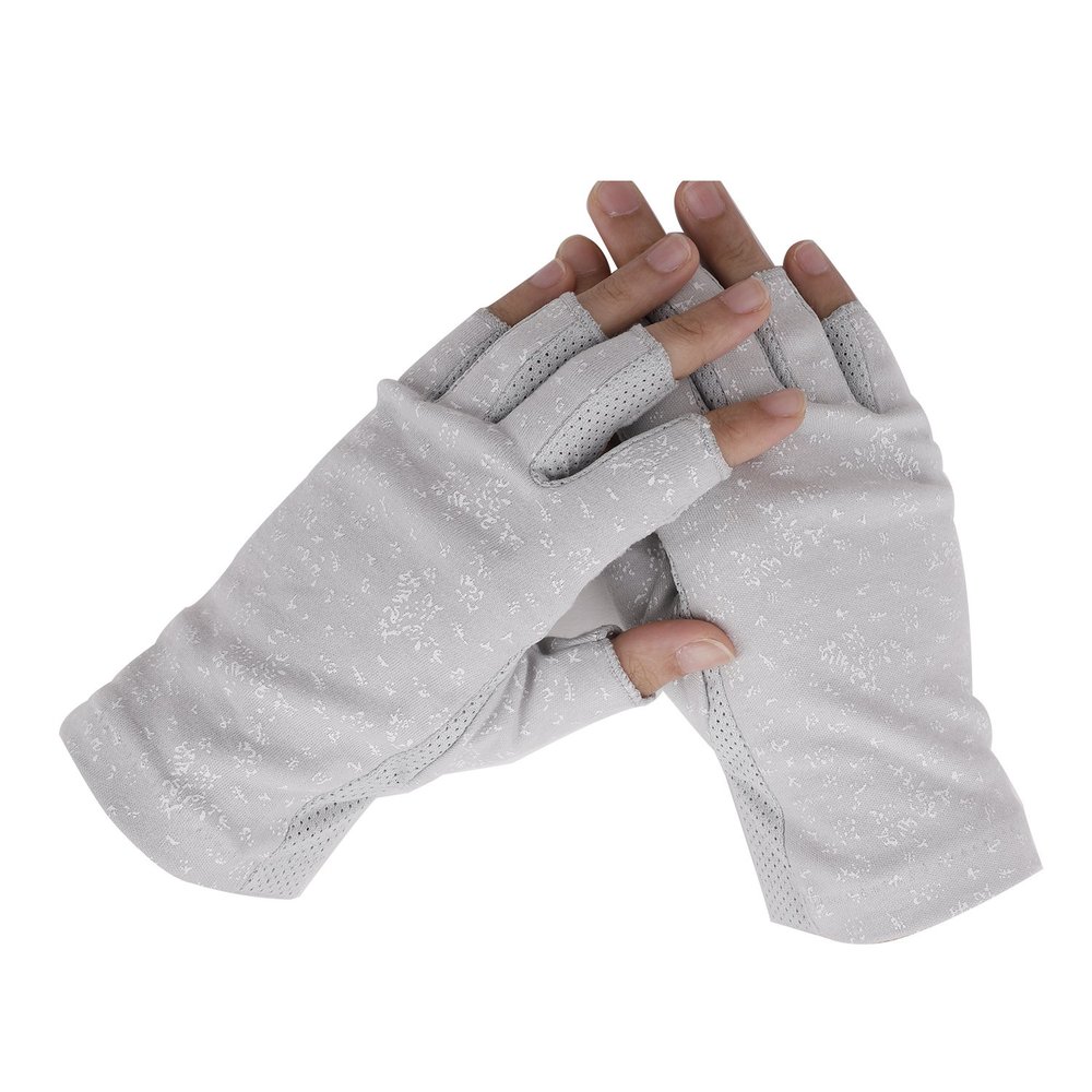 Women's Summer Fingerless Driving Gloves Cotton UV Sun Protection Gloves for Cycling Motorcycle Camping, Non Skid Palm (Grey)