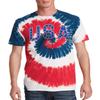 Threadrock Men's Retro Arched Blue USA Stars Text Tie Dye T-Shirt - Medium, USA Rainbow view 1