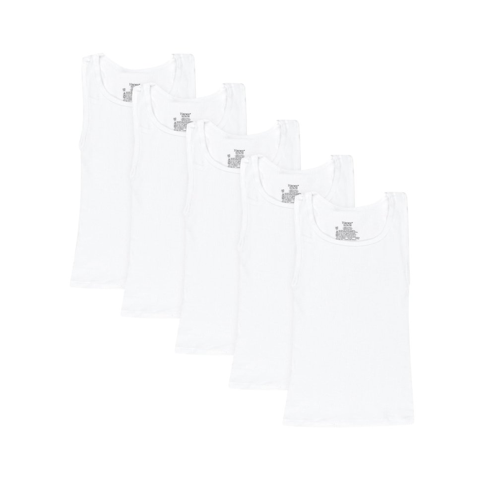 Hanes Boys' Tank Undershirt, EcoSmart Cotton Shirt, Multiple Packs Available, White, X Large