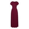 Clopon Women's Long Maxi Dresses, Short Sleeve Dress with Pockets for Ladies Solid Round Neck Party Dress (XXL, Wine Red) view 4