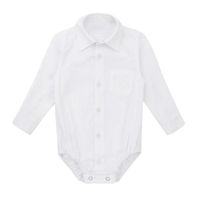 easyforever Infant Baby Boys Long Sleeve Romper Formal Dress Shirt Pageant Party Baptism Bodysuit Daily Wear White 12 Months