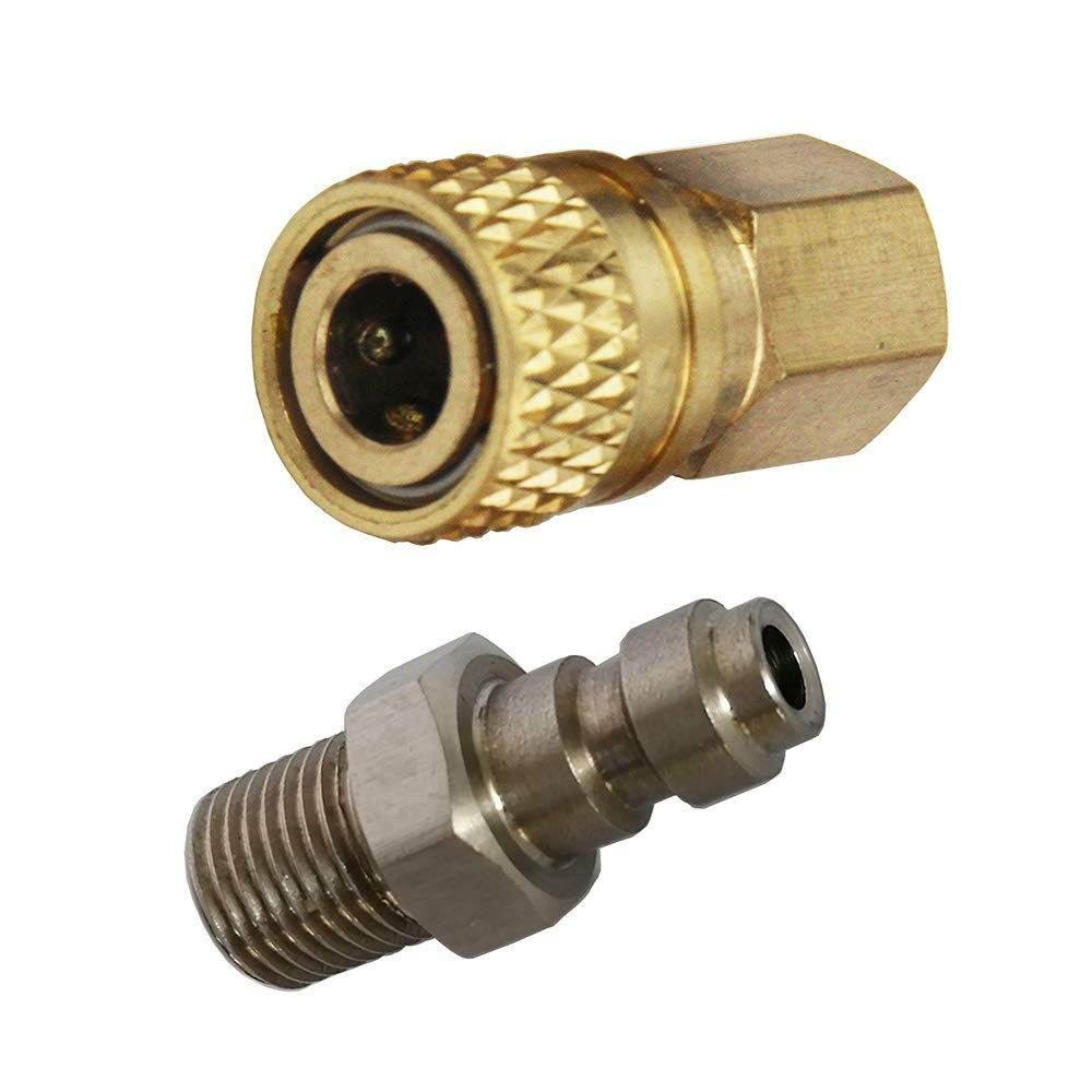 PCP Airforce Paintball Stainless Steel Double End Male Plug with Quick Disconnect M10 Female Coupler Connector and other Hose combination (Type 7)