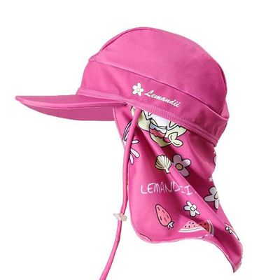 TAOTAO Kid Flap Hat with Rope Cartoon UPF 50 Sun Protection Neck Cover Cap Beach Cap for Kids (Pink 2)
