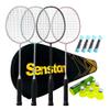 Senston Professional Badminton Rackets Set for Backyard - 4 Carbon Fiber Badminton Racket, 6 Birdies, 4 Grips & Carrying Bag for Adult Family Beginner Outdoor Game | 90g Lightweight view 1