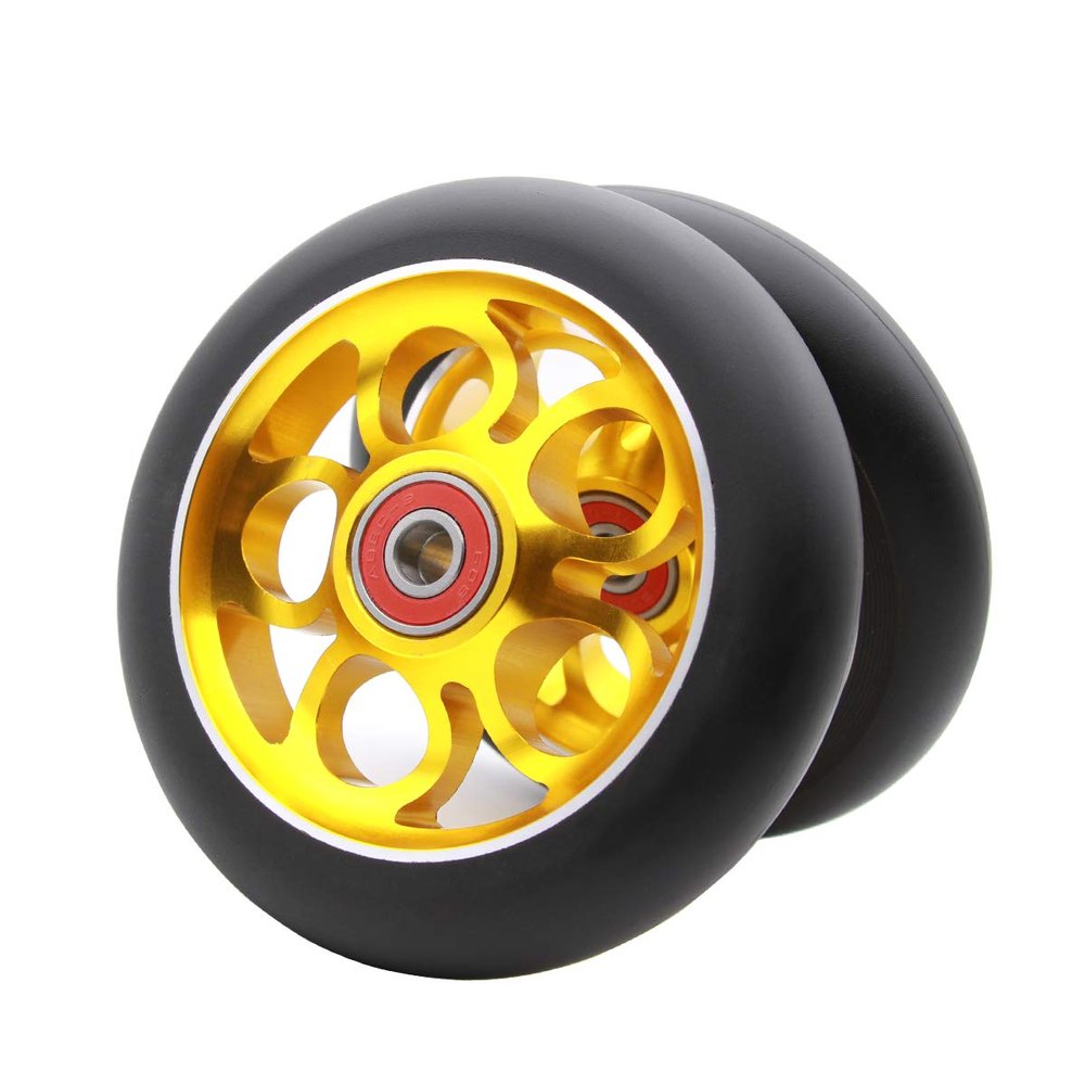 2Pcs 110mm Pro Scooter Wheels with Abec 9 Bearings Fit for MGP/Razor/Lucky Envy/Vokul Pro Scooters Replacement Wheels (Gold)