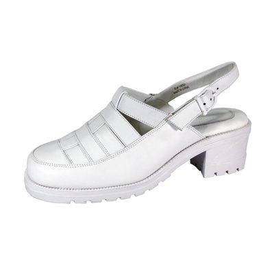 24 Hour Comfort Cora (1832) Women's Wide Width Comfortable Leather Slingback Clogs White 11